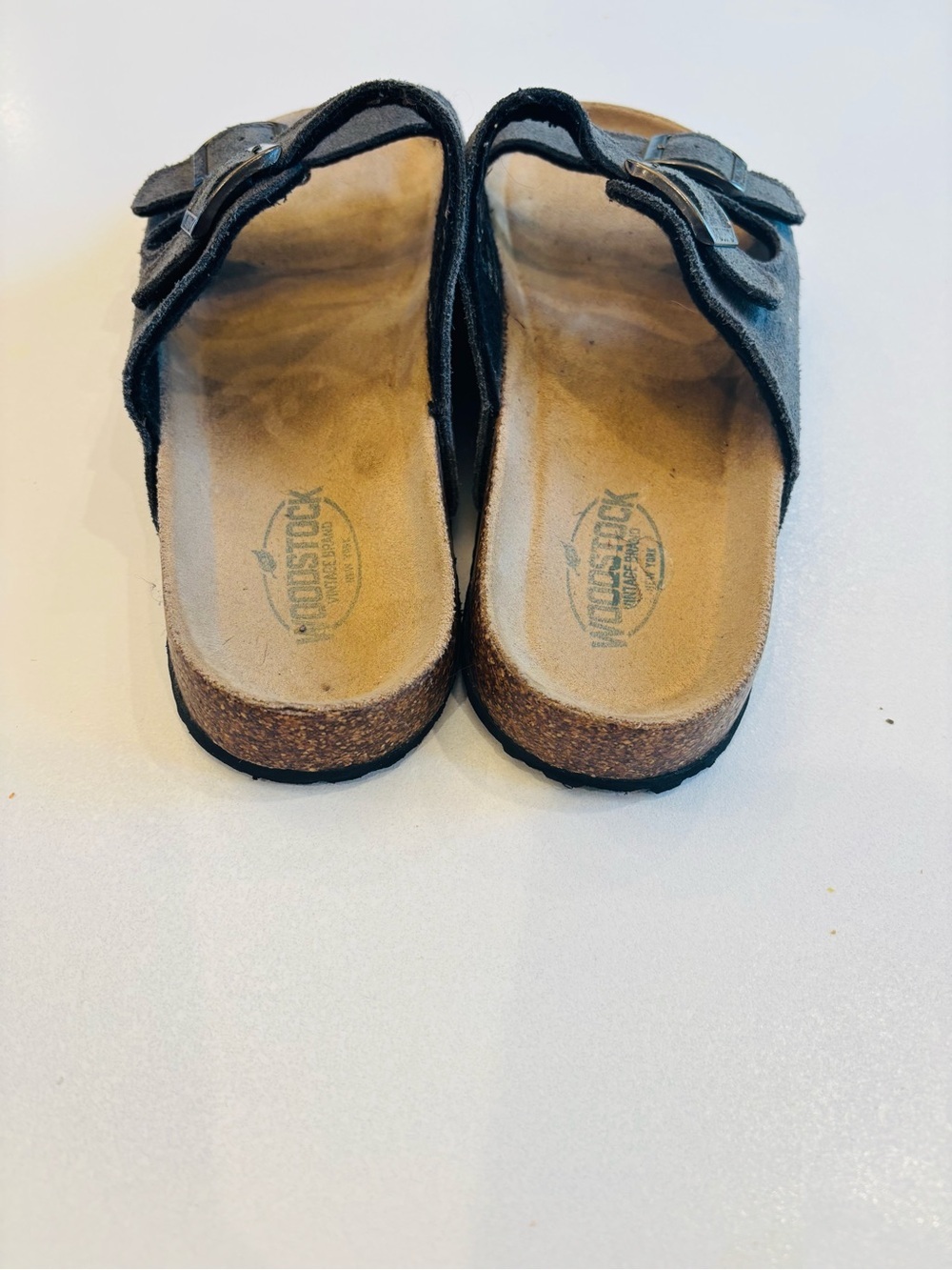 Woodstock Vintage Leather Suede Double-Buckle Slide Sandals - Gray Men’s size 9 - Picture 10 of 10